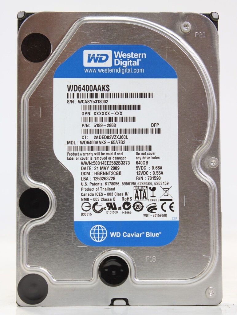 Western Digital Caviar Blue 640GB Internal 7200RPM 3.5" HDD